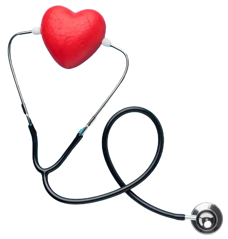 Estetoscópio e um coração de